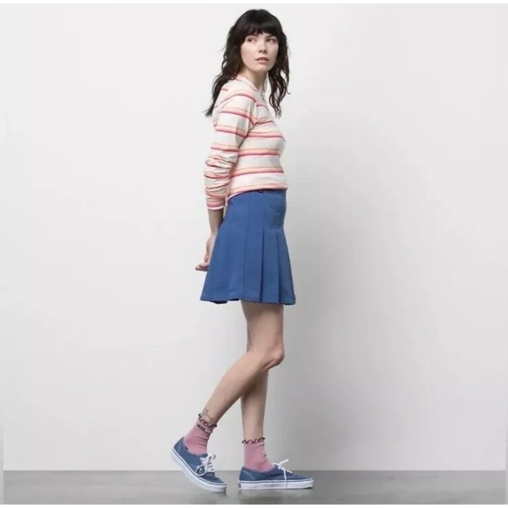 NWT Vans Sunset Pleated Try Navy Cotton Retro Punk‎ Skate Skirt / Women's 29